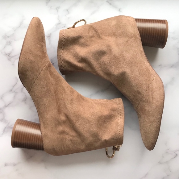 Zara Shoes - ZARA Ring Zip Ankle Boots Tan Suede 9